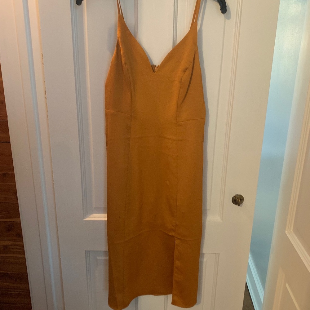 Express Golden yellow color satin material slip dress